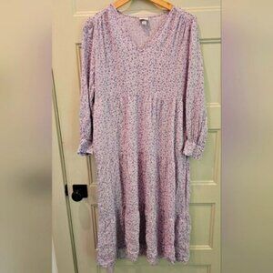 A New Day Purple Long Sleeve V-Neck Sundress Cottagecore